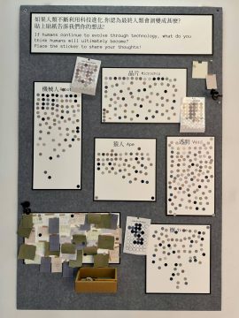 What is one quality you believe technology could never replicate? — the second question on the wall. (Photo by Huang Shixian)