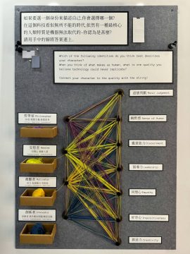 If humans continue to evolve using technology, what do you think humans will ultimately become? — the first question on the wall. (Photo by Huang Shixian)